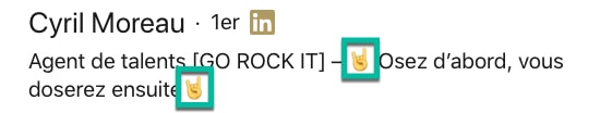 Exemple d'emojis dans le titre LinkedIn