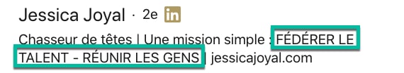 Exemple #2 d'une mission dans son titre de profil LinkedIn.