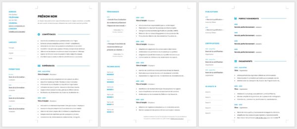 Modèle de CV — L'élégant Bleu — 3 pages