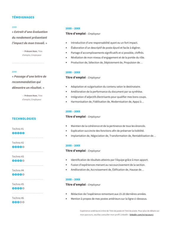 Modèle de CV — L'élégant bleu — Page #2
