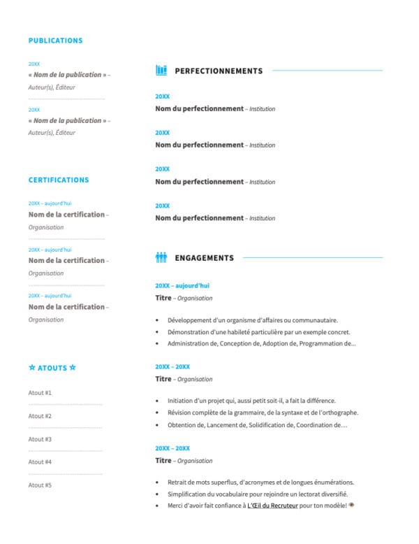 Modèle de CV — L'élégant bleu — Page #3