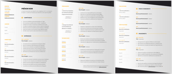 Modèle de CV — L'élégant orange — 3 pages