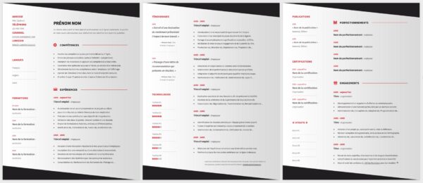 Modèle de CV — L'élégant Rouge — 3 pages
