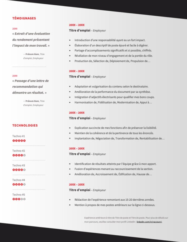 Modèle de CV — L'élégant rouge — Page #2