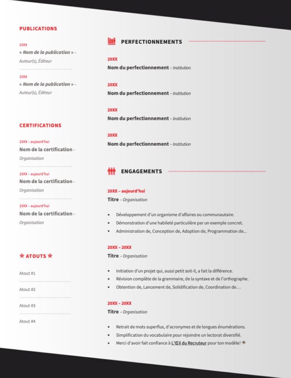 Modèle de CV — L'élégant rouge — Page #3