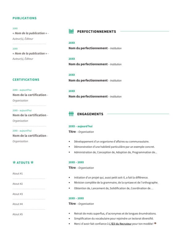 Modèle de CV — L'élégant vert — Page #3