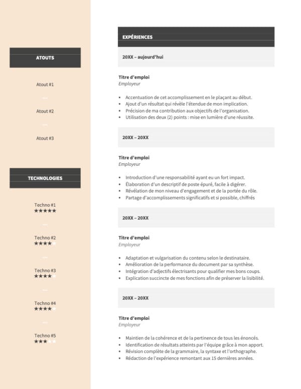 Modèle de CV — L'étudiant beige — Page #2