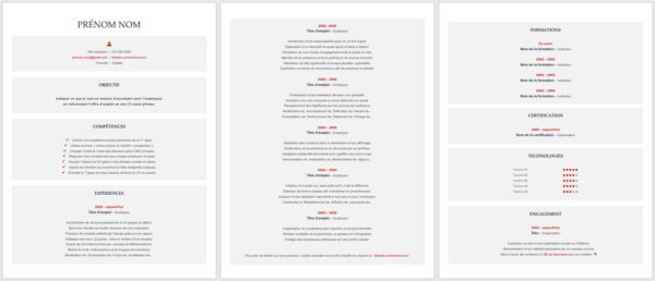 Modèle de CV — Le centré bleu et rouge — 3 pages