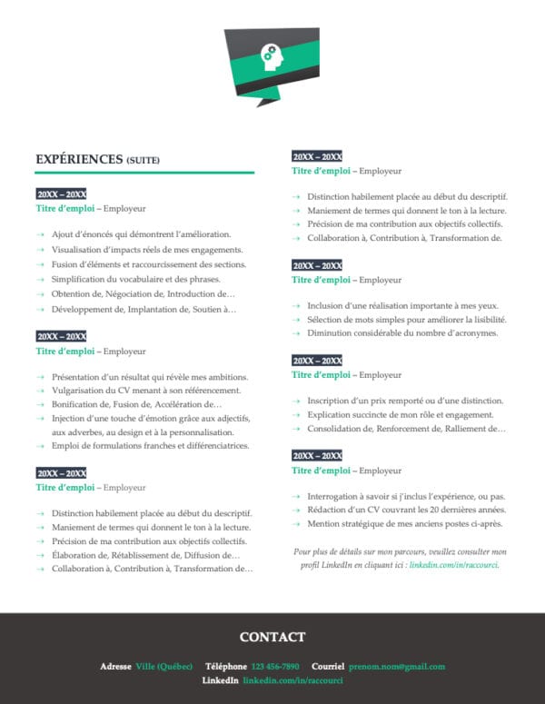 Modèle de CV — Le soigné vert — Page #2
