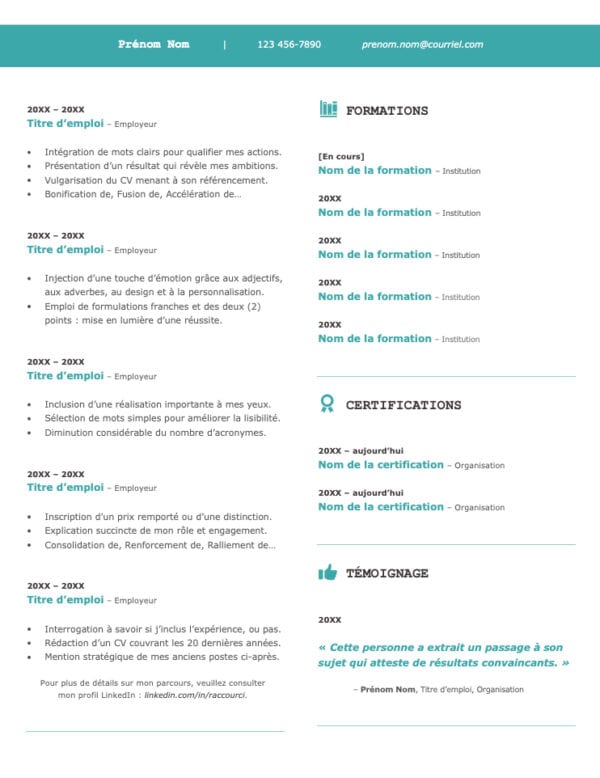 Modèle de CV — Le techno vert — Page #2