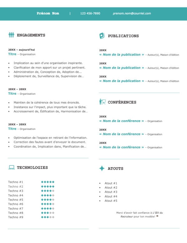 Modèle de CV — Le techno vert — Page #3