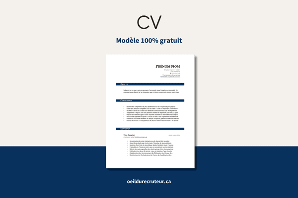 Modèle de CV gratuit