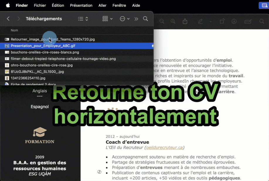 Retourner une image horizontalement avec un Mac.
