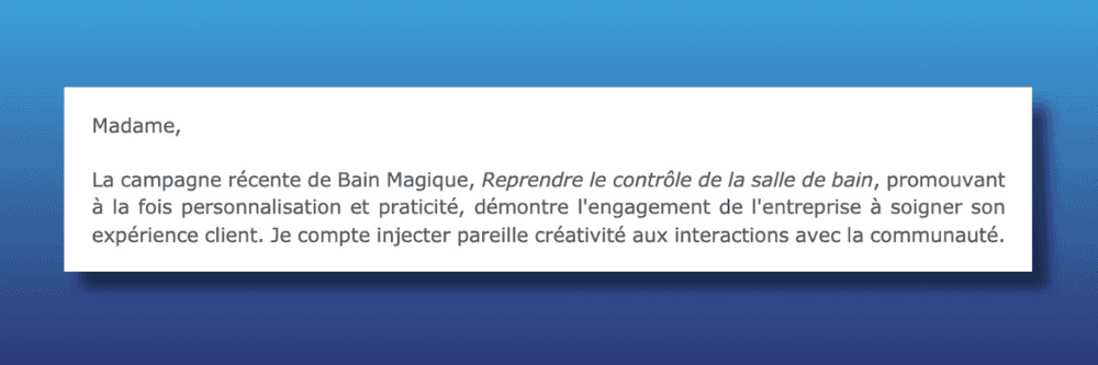 Exemple de fait en introduction d'une lettre de motivation.