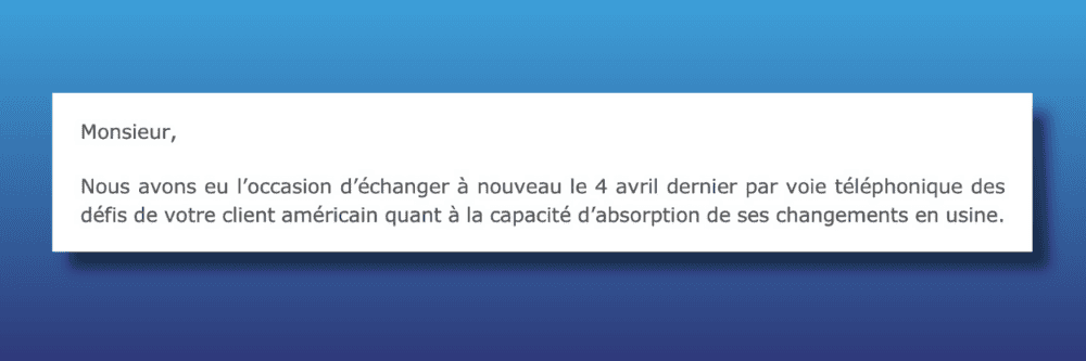 Exemple de suivi en introduction d'une lettre de motivation.